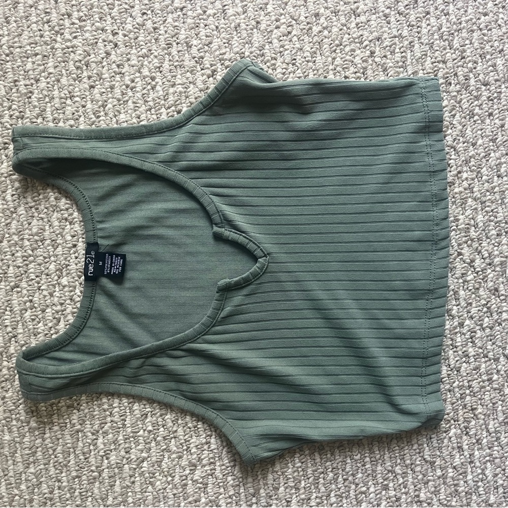 Rue21 Green Ribbed Sleeveless Crop Top